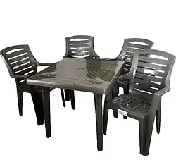 Пластикові меблі: стіл квадратний та 4 стільці, "Рекс"