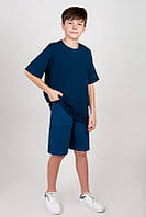Трикотажные шорты для мальчика-подростка 140, синий индиго