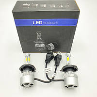 Комплект H4 2 LED лампы головного света светодиодные с вентилятором 12в COB 36Вт 6500K 8000Lm Head Light S2!