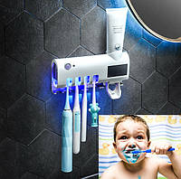 Держатель диспенсер для зубной пасты и щеток автоматический УФ стерилизатор UKC Toothbrush sterilizer W-020!!
