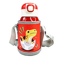 Термос-поїльник з силіконовою трубочкою Динозавр MGZ-0317-2, 500 мл