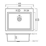 Кухонна мийка Platinum Handmade PVD 650х450х220 чорна (товщина 3.0/1.5 корзина та дозатор в комплекті), фото 7