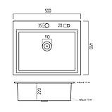 Мийка для кухні Platinum Handmade 500х450х220 (товщина 3,0/1,5 мм + корзина та дозатор в комплекті), фото 6