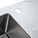 Кухонна мійка Platinum Handmade WHITE GLASS 780х510х200, фото 2