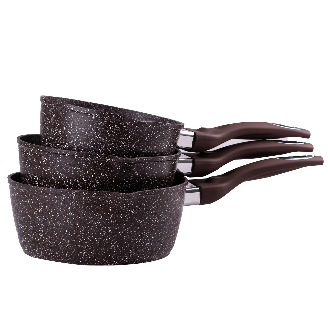 Набір ковшів 3 шт з антипригарним покриттям круглі 16 см, 18 см, 20 см Lugi, фото 1