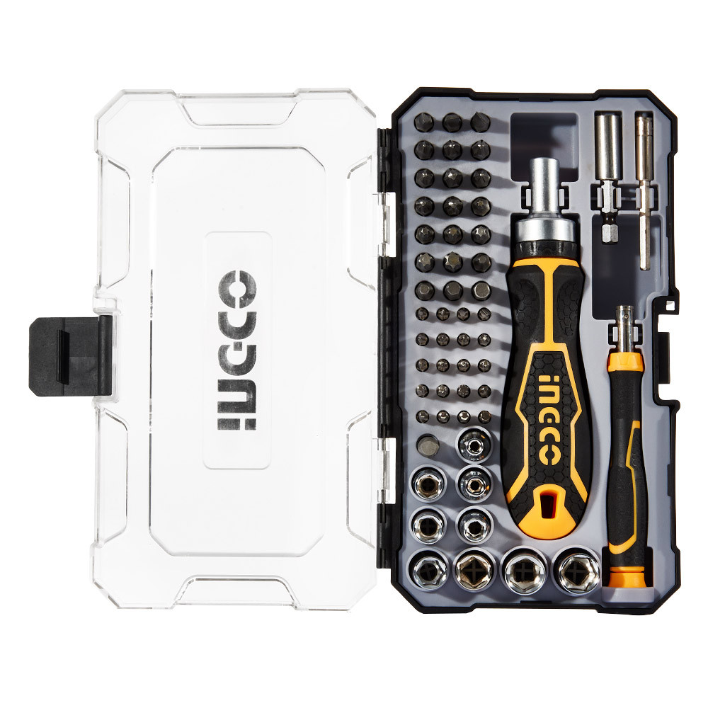 Викрутка з набором насадок і головок 55 шт. INGCO HKSDB0558, фото 1