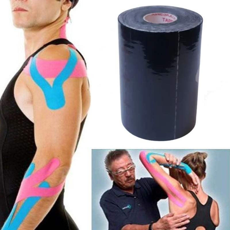 Кінезіо Тейп 10 см х 5 м Кінезіологічний спортивний тейп стрічки Kinesiology Tape, чорний