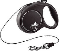Поводок-рулетка для собак Flexi Black Design XS, 3 м, 8 кг, трос, черный Флекси (156405-24) NY