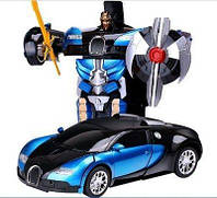 Машинка Трансформер Bugatti Robot Car Size 1:18 Синяя с пультом! Полезный
