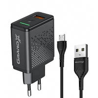 Зарядное устройство Grand-X Fast Charge 3-в-1 QC3.0, FCP, AFC, 18W + cable microUSB (CH-650M) bs