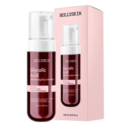 HOLLYSKIN Glycolic Acid Пінка з гліколевою кислотою й екстрактом кленового соку, 150 мл