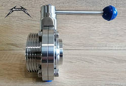 Кран дисковий нержавійка різьба-зварка Ду 25 AISI 304