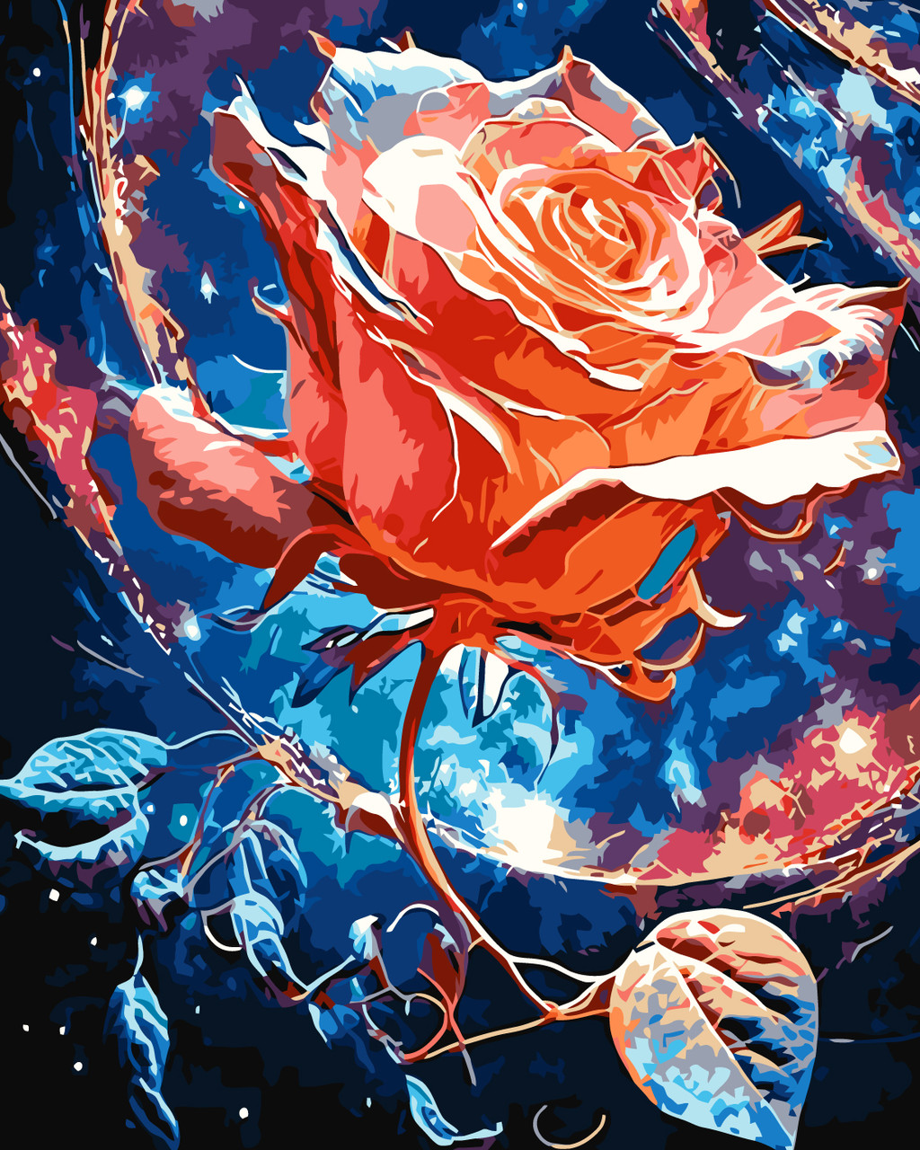 Картина за номерами 40×50 см Kontur. Неземна троянда з фарбами металік DS0594, фото 1