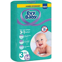 Оригінал! Подгузники Evy Baby Midi Jumbo 5-9 кг 64 шт (8690506520250) | T2TV.com.ua