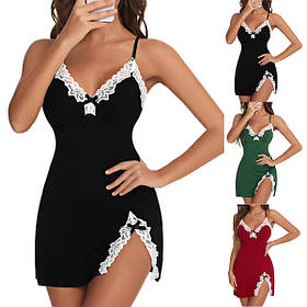 Жіночий атласний пеньюар з мереживом – пеньюар для дому та сну, подарунок для жінки