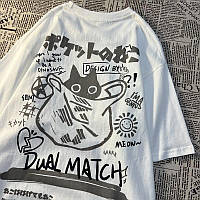 Жіноча футболка  Аніме Харадзюку Кавай Кішка, Anime T-shirt Harajuku Kawaii Cat