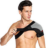 Al Фіксатор плечового суглоба підтримка для спини AOLIKES A-1697 Left black + gray, фото 3