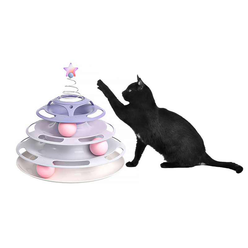 Al Іграшка Taotaopets 078811 для кота інтелектуальна 3-ьо-рівнева вежа 25*25*25,5 см Purple