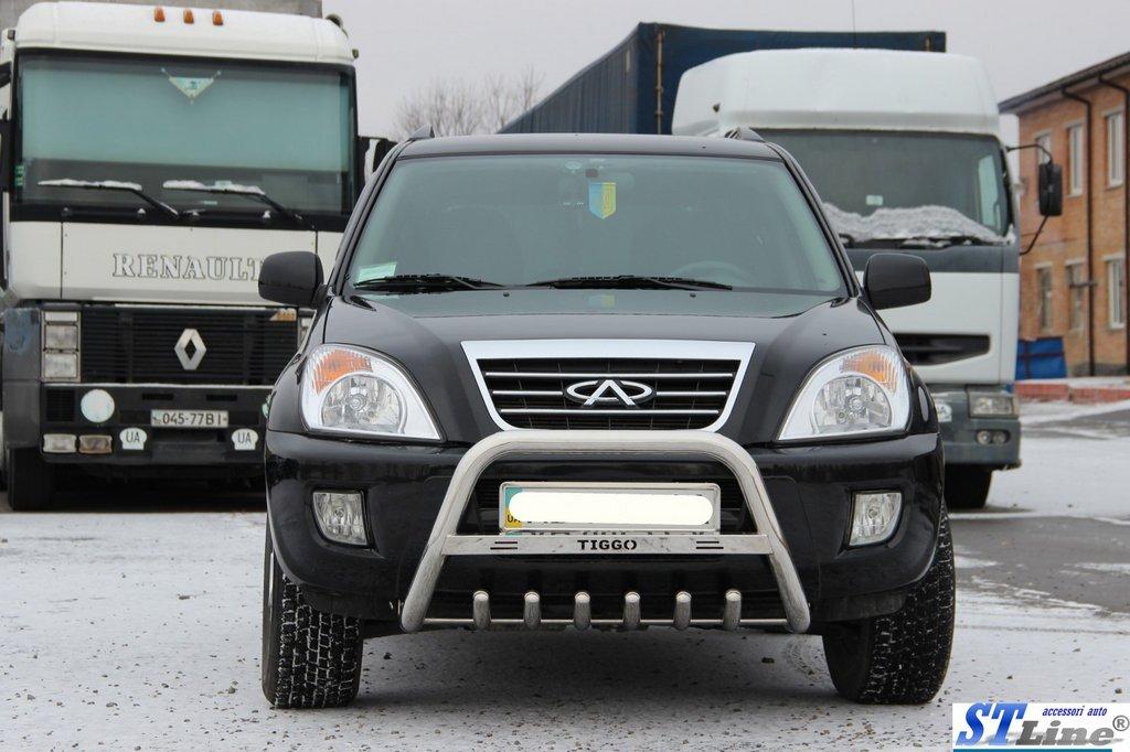 Кенгурятник WT003 (нерж.) d60 с трубой для Chery Tiggo 1 DG - фото 3 - id-p2127840391