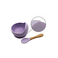 Al Силіконова тарілка на присоску з ложкою для дітей CUMEENSS AI-2020 Purple
