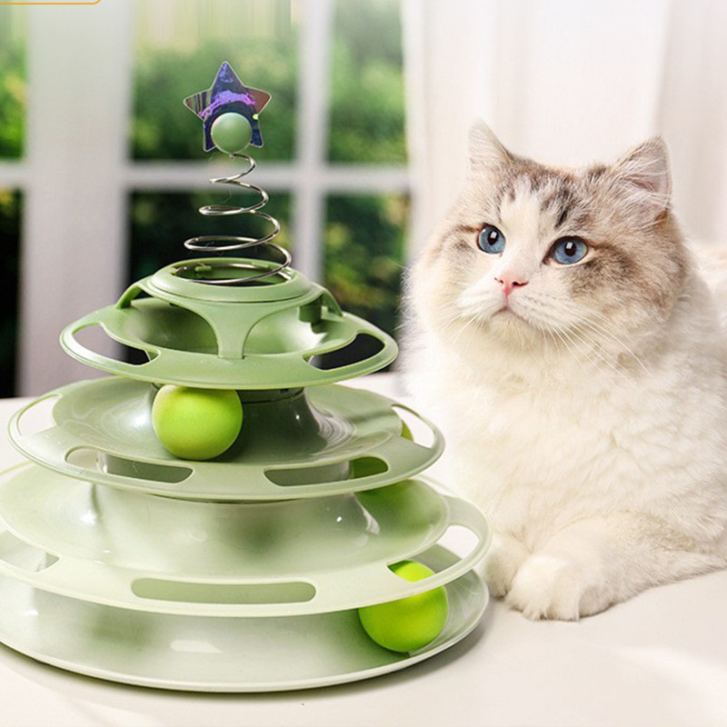 Al Іграшка Taotaopets 078811 для кота інтелектуальна 3-рівнева вежа 25*25*25,5 см Green