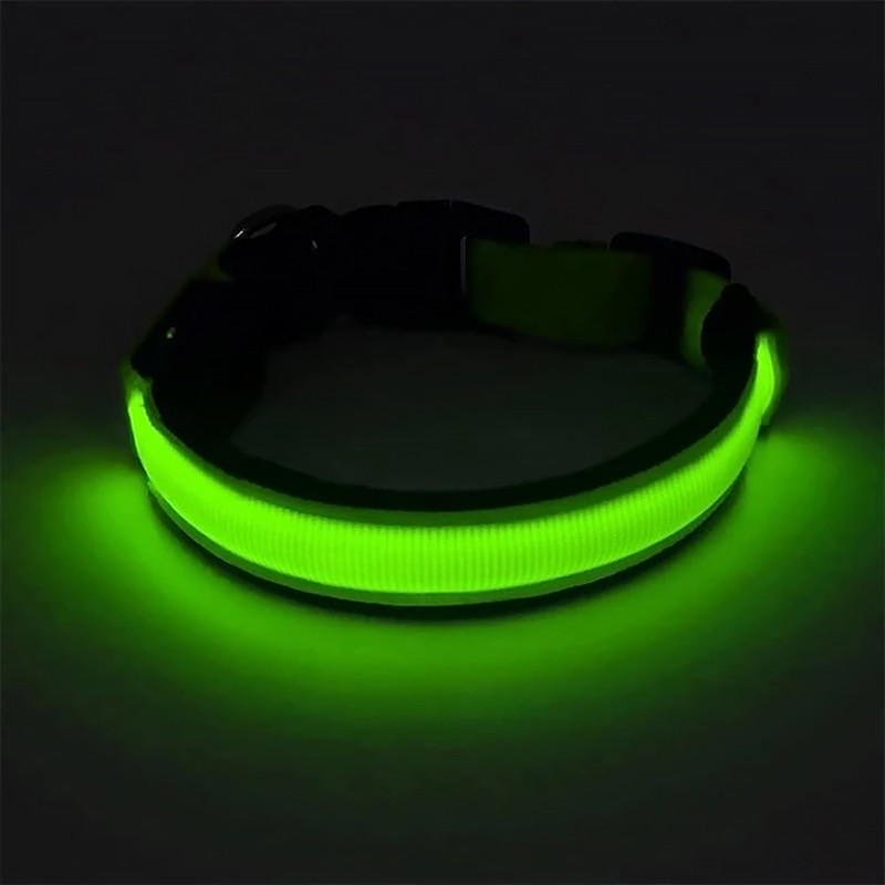 Al Світлодіодний LED нашийник USB світний для собак і котів Green XL