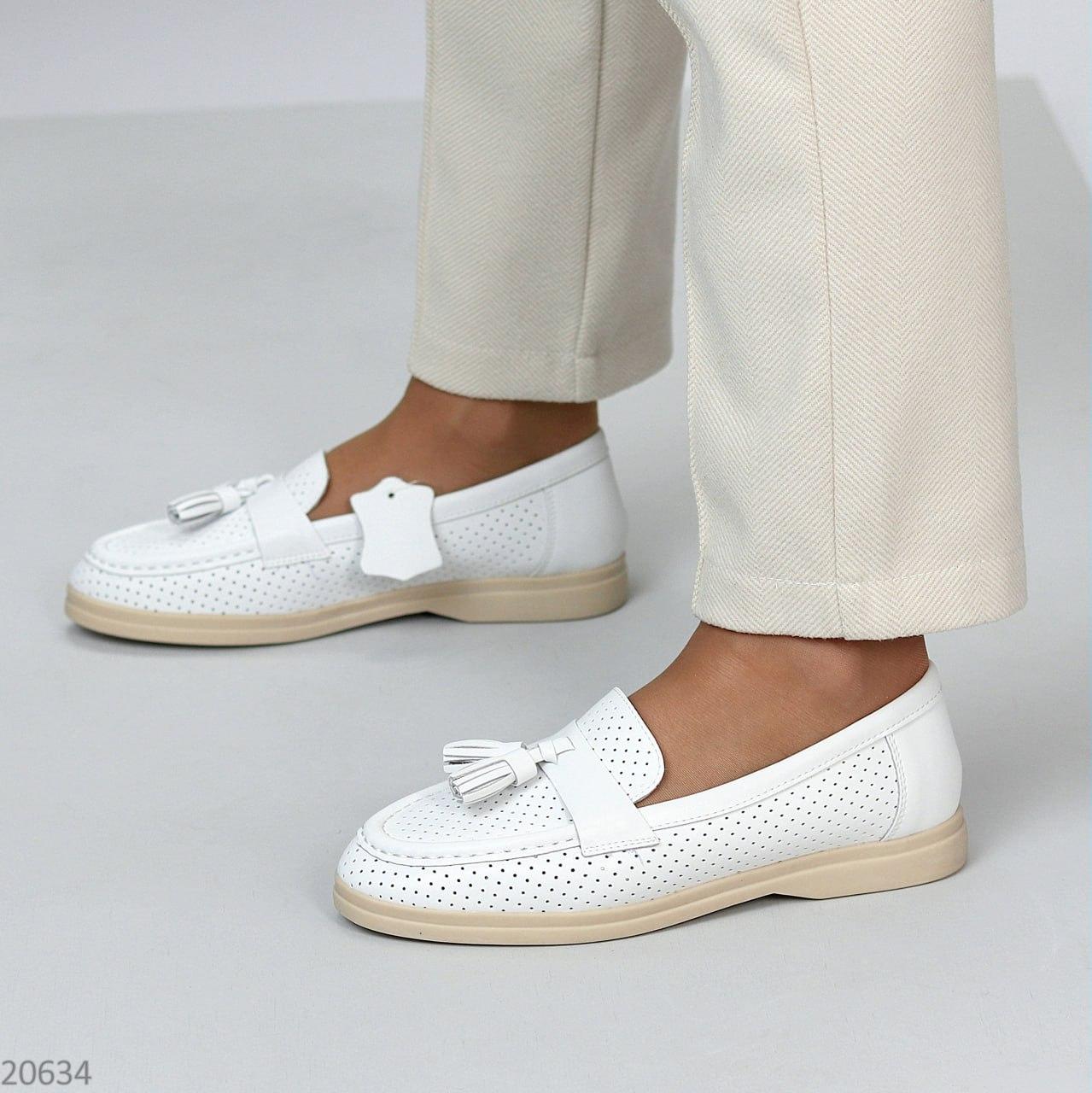 Модні повсякденні жіночі лофери зі шкіри, Класичні білі туфлі взуття для дівчат