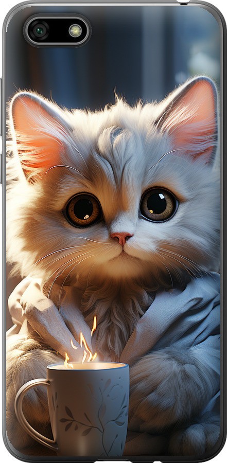Чохол на Huawei Honor 7A Білий кіт "5646u-1805-851"