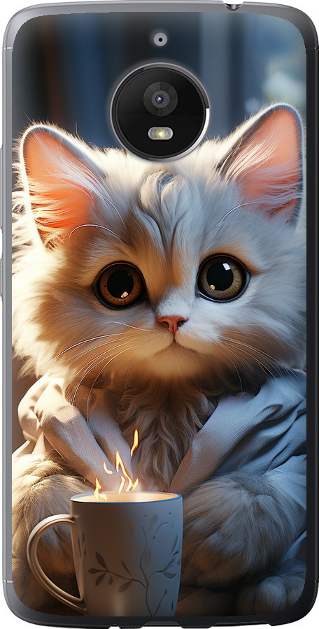 Чохол на Motorola Moto E4 Plus Білий кіт "5646u-1000-851"