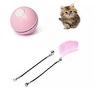 Go Розумна іграшка-тизер інтерактивна кулька для кішок DT411 світлодіодна з USB Pink