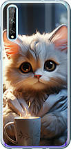 Чохол на Huawei P Smart S Білий кіт "5646u-1813-851"