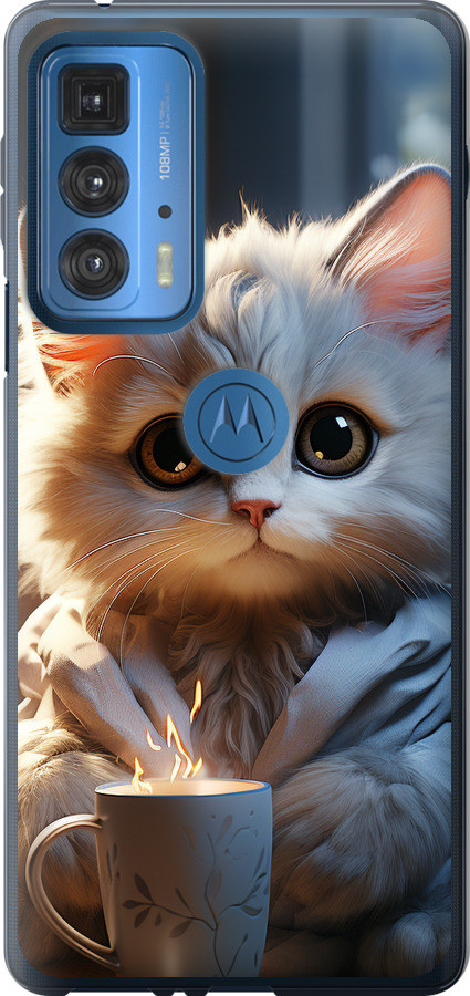 Чохол на Motorola Edge 20 Pro Білий кіт "5646u-2662-851"