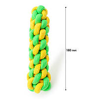 Go Игрушка Taotaopets 032225 плетенная веревка 18 см для кошек и собак Green + Yellow