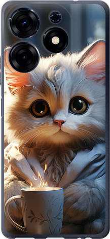 Чохол на Tecno Spark 10 Pro Білий кіт "5646u-3022-851", фото 1