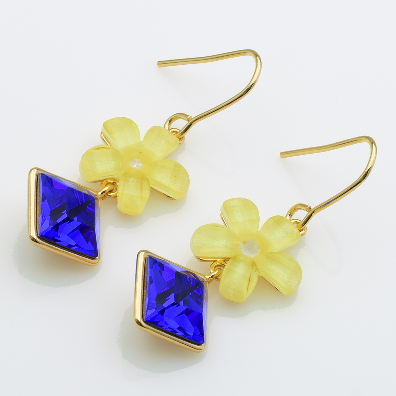XUPING Серьги Позолота 18к Камни Swarovski Высота 4см, Ширина 1.3см
