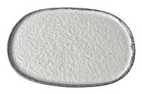 Блюдо овальное без борта Укрпосуд Біла з сірим бортом фактурное alg 34,5х23,5 см фарфор (413576)