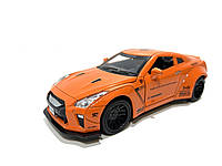 Машинка Auto Expert Nissan GTR металева 1:32 світло/звук/інерційна Жовтогаряча (38071)