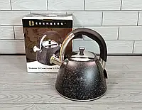 Чайник Edenberg со свистком 3,0 л из нержавеющей стали Черный мрамор (EB-3541)