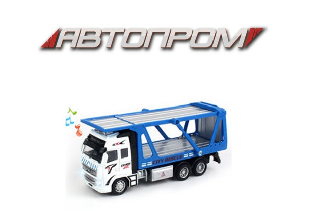 Машина мет. АВТОПРОМ 1:38, автовоз, бат., світ., звук, в кор. 25,5*12*9 см (48 шт./2), фото 1