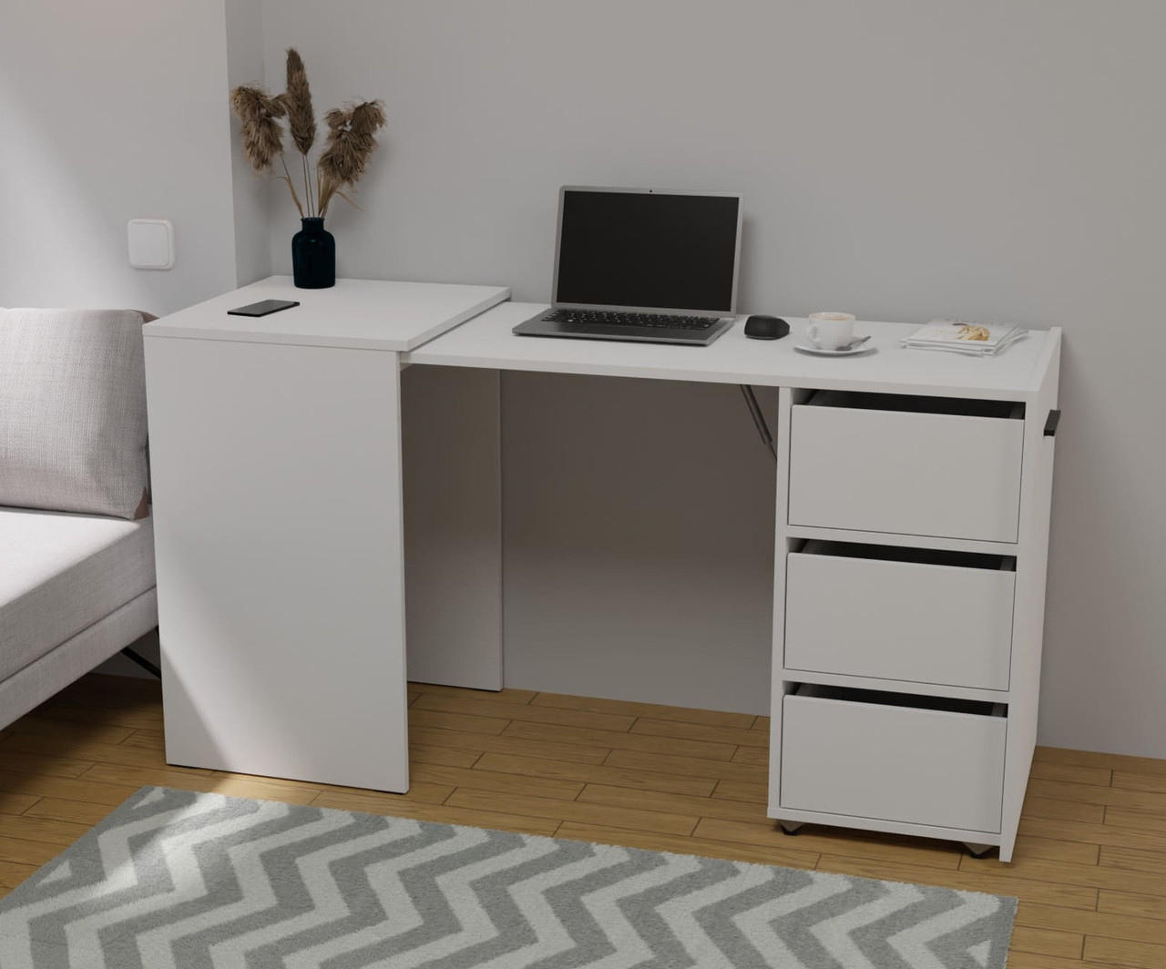 Стіл-тумба "Ролін" 140х50х72 см. Білий, фото 1