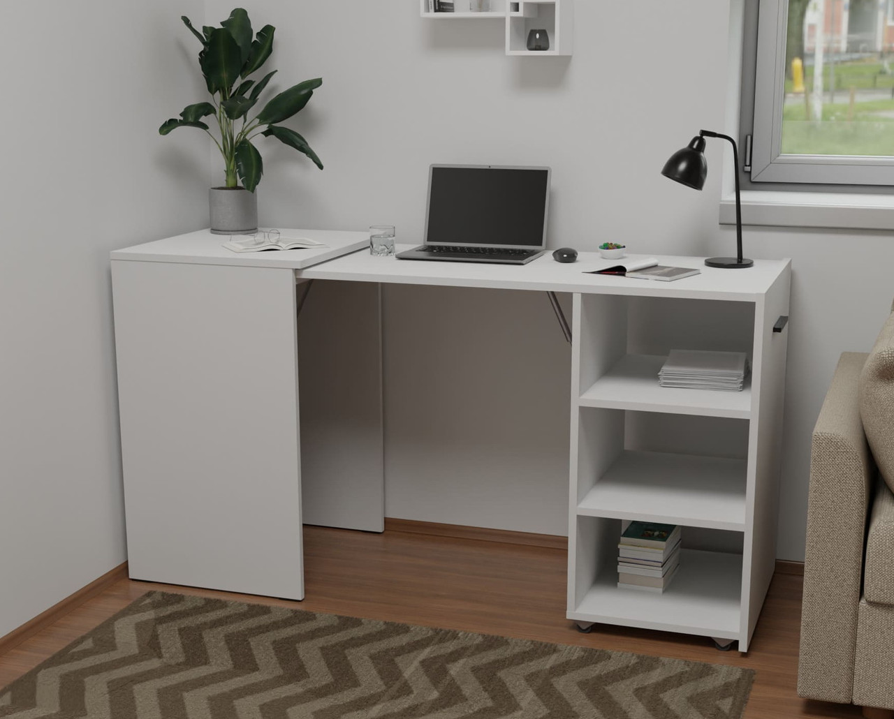 Стіл-тумба "Лойт" 140х50х72 см. Білий, фото 1