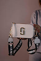 Женская сумка Marc Jacobs logo white женская сумка, брендовая сумка Марк Джейкобс белая