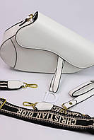 Женская сумка CHRISTIAN DIOR SADDLE white, женская сумка Кристиан Диор седло белого цвета
