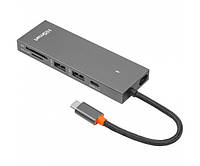 Адаптер PowerPlant USB Type-C - 2 x USB 3.0, HDMI, SD, TF