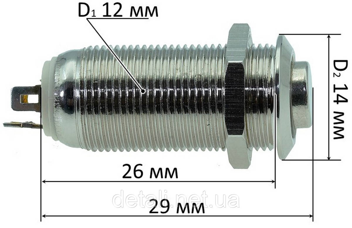 Кнопка антивандальная d14mm резьба 12mm h29mm 2 положения 4 контакта индикация - фото 2 - id-p386600813