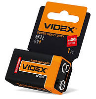 Крона сольова (6F22), Videx, 1 шт, 9V, Shrink Card