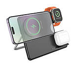 Безпровідна зарядка підставка Hoco CQ1 3в1 для iPhone, iWatch/Airpods на 5-15W чорна, фото 7