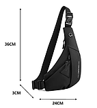 Сумка чоловіча слинг Pocket водонепроникна чорна, фото 2