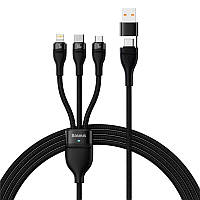 Кабель Baseus Flash Series II 3 in 2 USB+Type-C to MicroUSB+Lightning+Type-C (100W, 1.2m) CASS030101 - Black