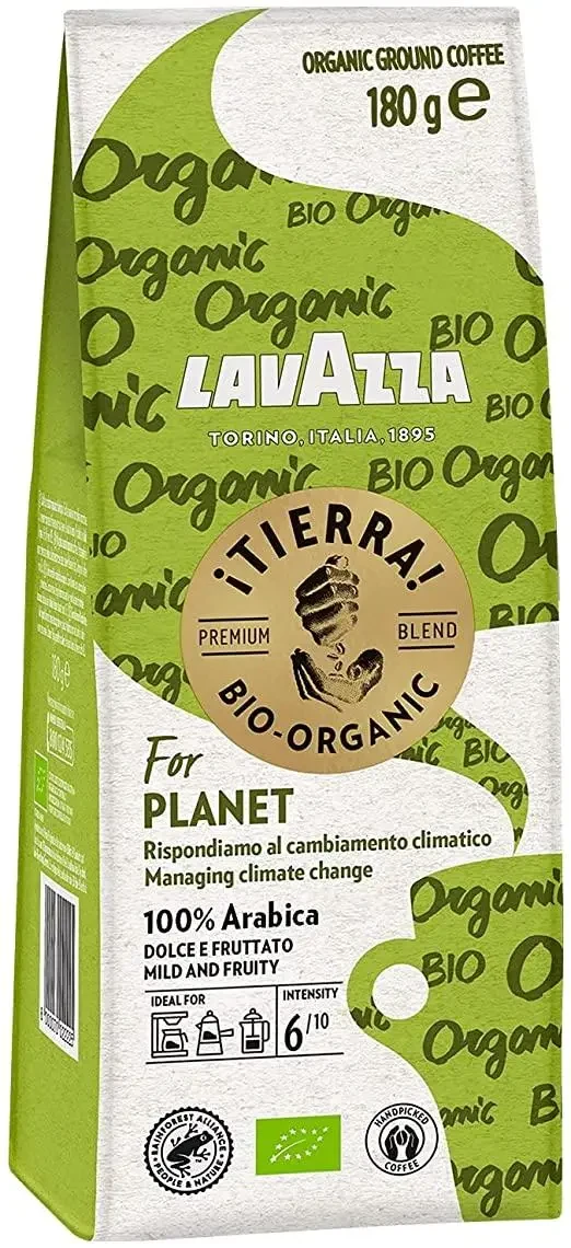 Кава мелена Lavazza Tierra Bio Organic 180г Арабіка Лавацца з насиченим смаком